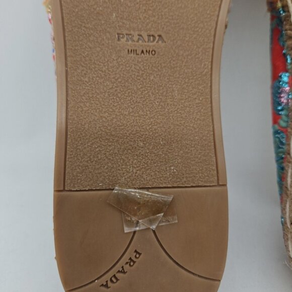 Prada Multicolor Floral Brocade Jacquard 20mm Espadrille EU 39 (US 8.5) - Picture 7 of 12